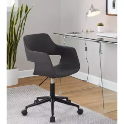 Kirklands Home Faux Leather & Black Marshall Office Chair Gray