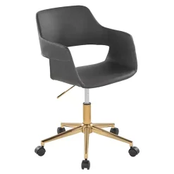 Online Kirklands Home Faux Leather & Gold Marshall Office Chair Gray