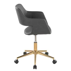 Online Kirklands Home Faux Leather & Gold Marshall Office Chair Gray
