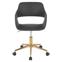 Online Kirklands Home Faux Leather & Gold Marshall Office Chair Gray