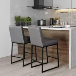 Hot Kirklands Home Faux Leather Armless Counter Stool Gray