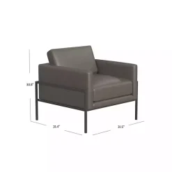 New Kirklands Home Faux Leather Black Metal Accent Chair Gray