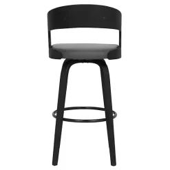 Clearance Kirklands Home Faux Leather Black Wood Sally Counter Stool Gray