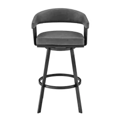 Kirklands Home Faux Leather Chelsea Swivel Bar Stool Gray