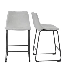 Hot Kirklands Home Faux Leather Counter Stools, Set of 2 Gray