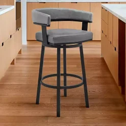 Kirklands Home Faux Leather Lorin Swivel Counter Stool Gray