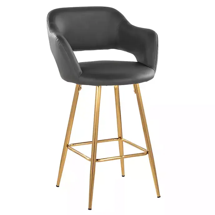 New Kirklands Home Faux Leather Marge Counter Stools, Set of 2 Gray