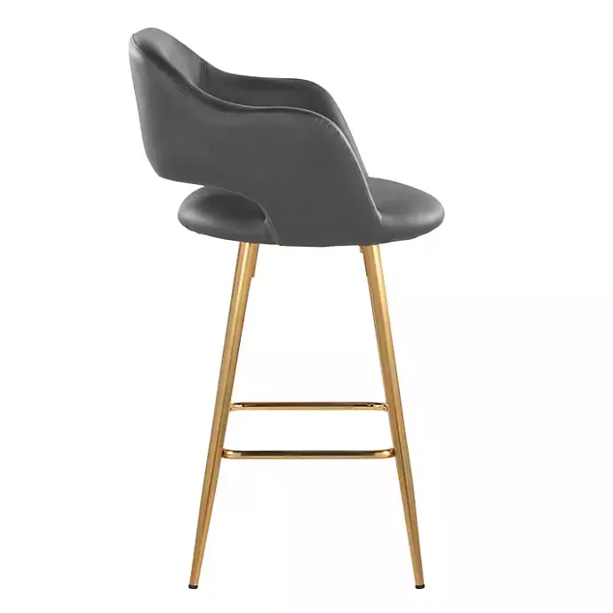 New Kirklands Home Faux Leather Marge Counter Stools, Set of 2 Gray