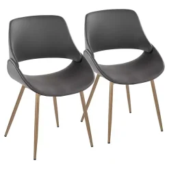 Clearance Kirklands Home Faux Leather Scooped Accent Chairs, Set of 2 Gray