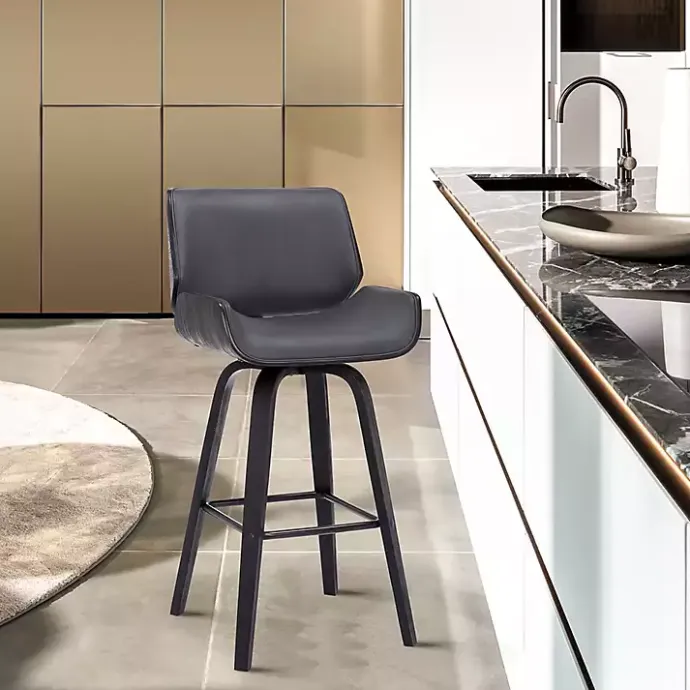 Hot Kirklands Home Faux Leather Tyler Swivel Bar Stool Gray