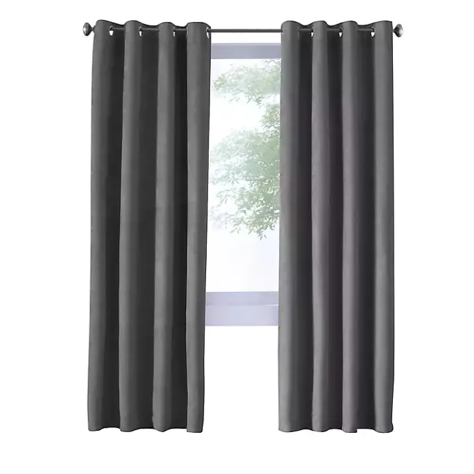 Kirklands Home Faux Suede Blackout Curtain Panel, 95 in. Gray