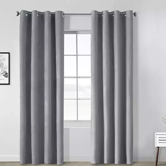 Kirklands Home Faux Suede Blackout Curtain Panel, 95 in. Gray
