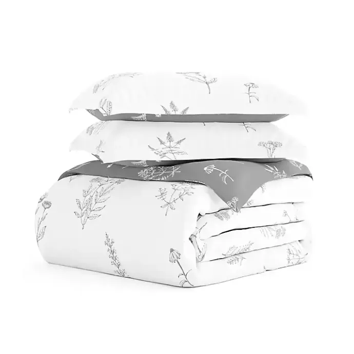 Kirklands Home Gray Floral Reversible 2-pc. Twin Duvet Cover Set