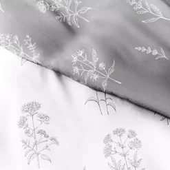 Kirklands Home Gray Floral Reversible 2-pc. Twin Duvet Cover Set