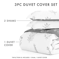 Kirklands Home Gray Floral Reversible 2-pc. Twin Duvet Cover Set