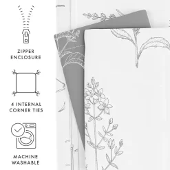 Kirklands Home Gray Floral Reversible 2-pc. Twin Duvet Cover Set