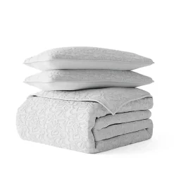 Clearance Kirklands Home Floral Stitch 3-pc. King Quilt Set Gray