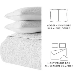 Clearance Kirklands Home Floral Stitch 3-pc. King Quilt Set Gray