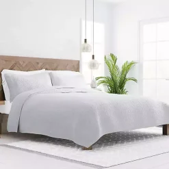 Discount Kirklands Home Floral Stitch 3-pc. Queen Quilt Set Gray