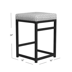 Outlet Kirklands Home Gray Floral Upholstered Counter Stool
