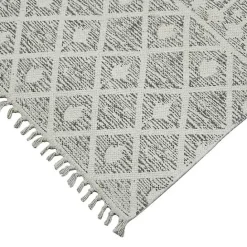 Outlet Kirklands Home Gray Geo Stripes Tassel Fringe Area Rug, 5x7