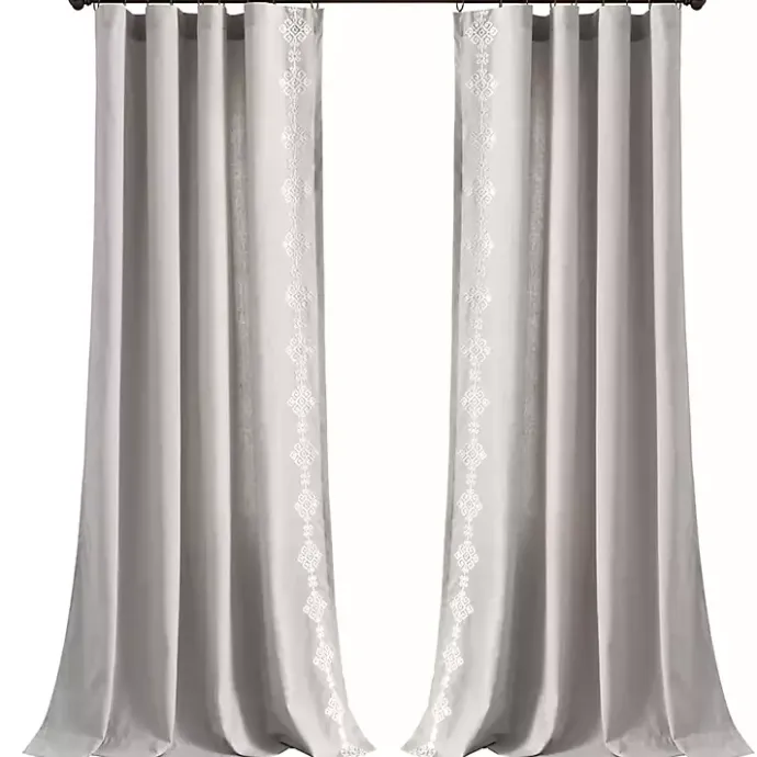 Kirklands Home Geometric Border Curtain Panel, 84 in. Gray