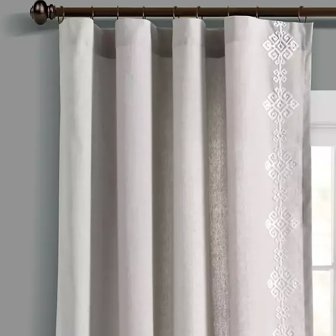 Kirklands Home Geometric Border Curtain Panel, 84 in. Gray