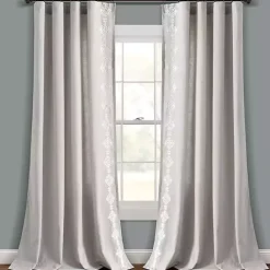 Kirklands Home Geometric Border Curtain Panel, 84 in. Gray