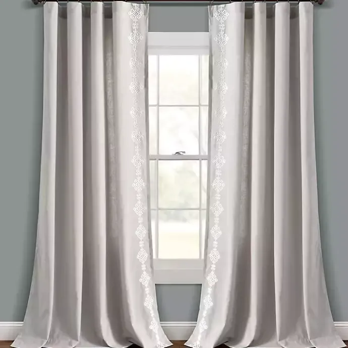 Kirklands Home Geometric Border Curtain Panel, 84 in. Gray