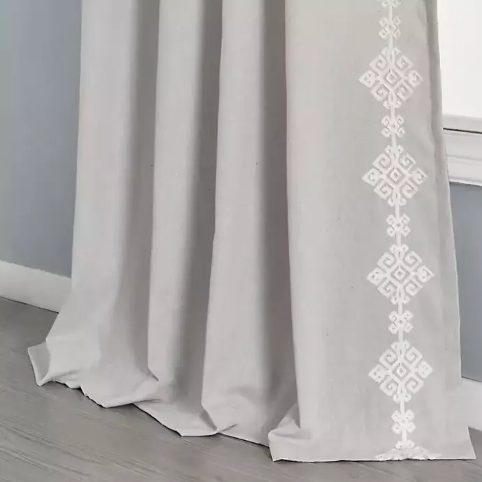 Kirklands Home Geometric Border Curtain Panel, 84 in. Gray