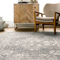 Kirklands Home Gray Geometric Medallion Washable Area Rug, 5x8