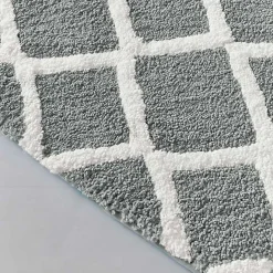 Online Kirklands Home Gray Geometric Pattern Reversible Bath Mat, 34 in.