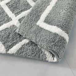 Hot Kirklands Home Gray Geometric Pattern Reversible Bath Mat, 60 in.