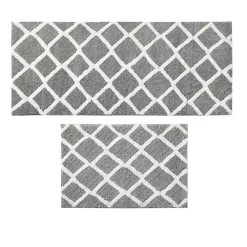 Hot Kirklands Home Gray Geometric Pattern Reversible Bath Mat, 60 in.