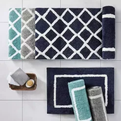 Hot Kirklands Home Gray Geometric Pattern Reversible Bath Mat, 60 in.