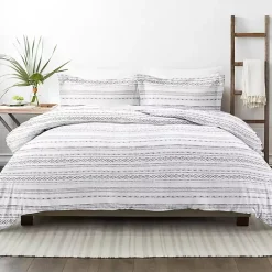 Online Kirklands Home Gray Geometric 3-pc. King Duvet Cover Set