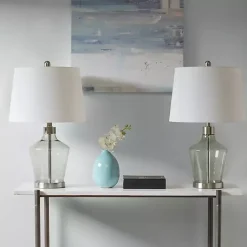 Hot Kirklands Home Gray Glass Bold Table Lamps, Set of 2 White
