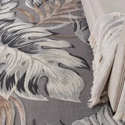 Outlet Kirklands Home Gray Grand Leaf Coastal Area Rug, 7x9
