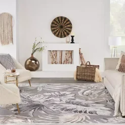 Outlet Kirklands Home Gray Grand Leaf Coastal Area Rug, 7x9