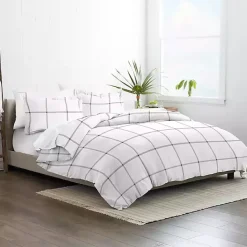 Discount Kirklands Home Gray Grid Plaid 3-pc. Micro King Duvet Cover Set