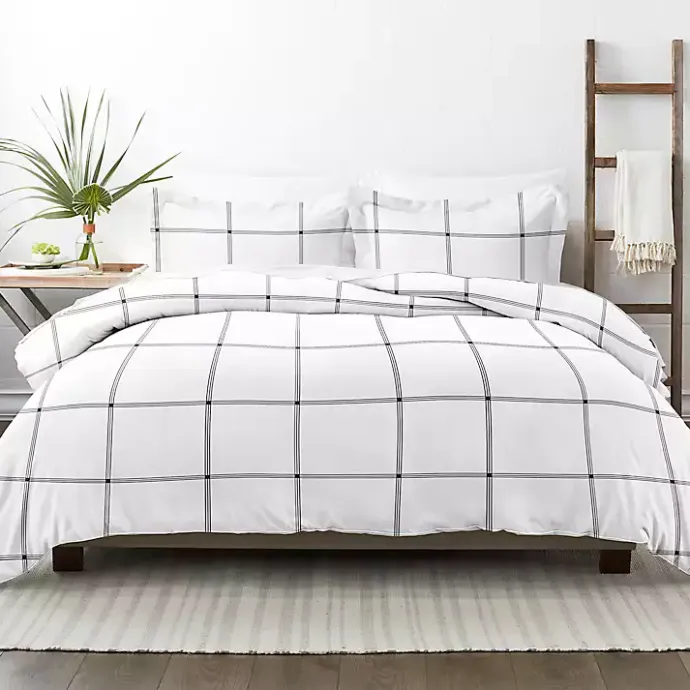 Hot Kirklands Home Gray Grid Plaid 2-pc. Micro Twin Duvet Cover Set