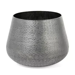 New Kirklands Home Gray Hammered Metal Retta Planter