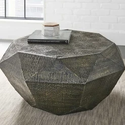 Hot Kirklands Home Gray Hand-Stamped Iron Octagonal Coffee Table