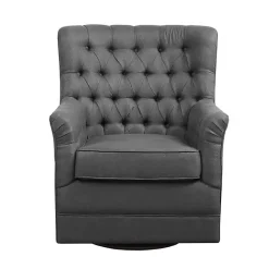 Clearance Kirklands Home Hand-Tufted Swivel Glider Accent Chair Gray