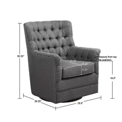 Clearance Kirklands Home Hand-Tufted Swivel Glider Accent Chair Gray