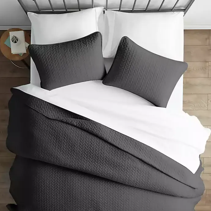 Kirklands Home Herring Quilted 3-pc. King Coverlet Set Gray