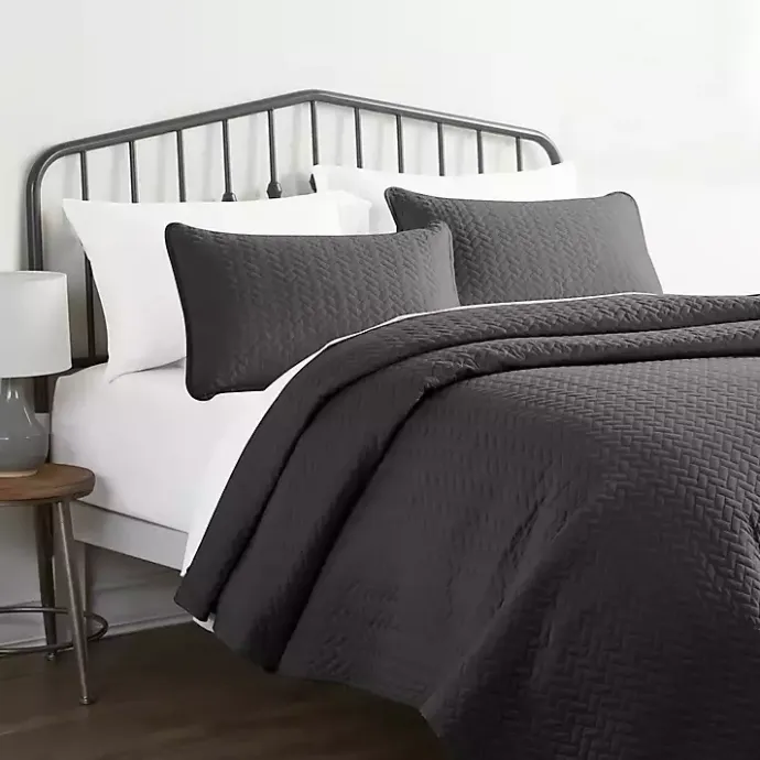 Kirklands Home Herring Quilted 3-pc. King Coverlet Set Gray