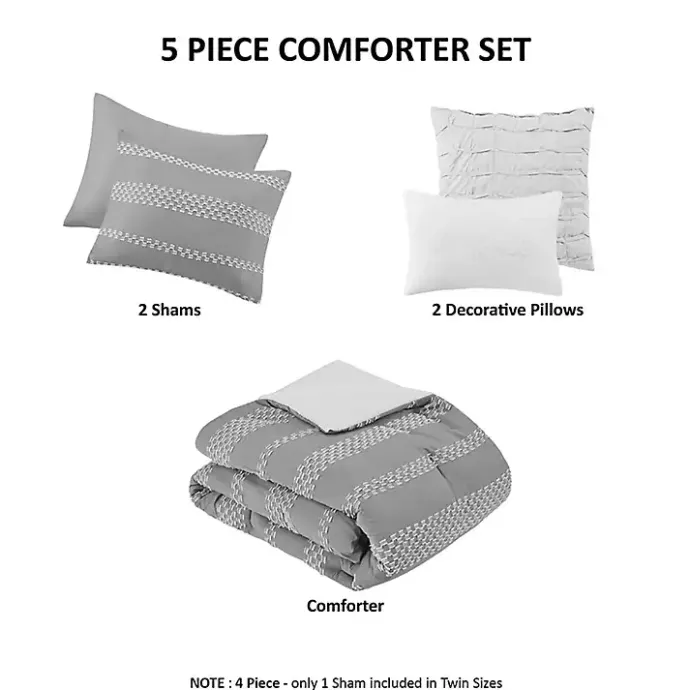 New Kirklands Home Jacquard 5-pc. Full/Queen Comforter Set Gray