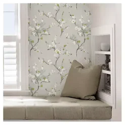 Discount Kirklands Home Gray Japanese Blossom Peel & Stick Wallpaper