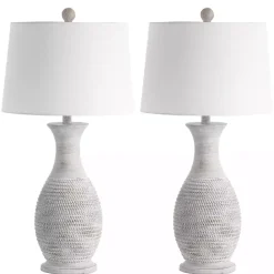 Outlet Kirklands Home Gray Jug Base Table Lamps, Set of 2 White
